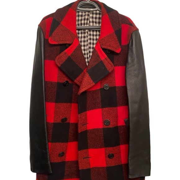 Outclass Other - Outclass Wool Plaid and Leather Coat